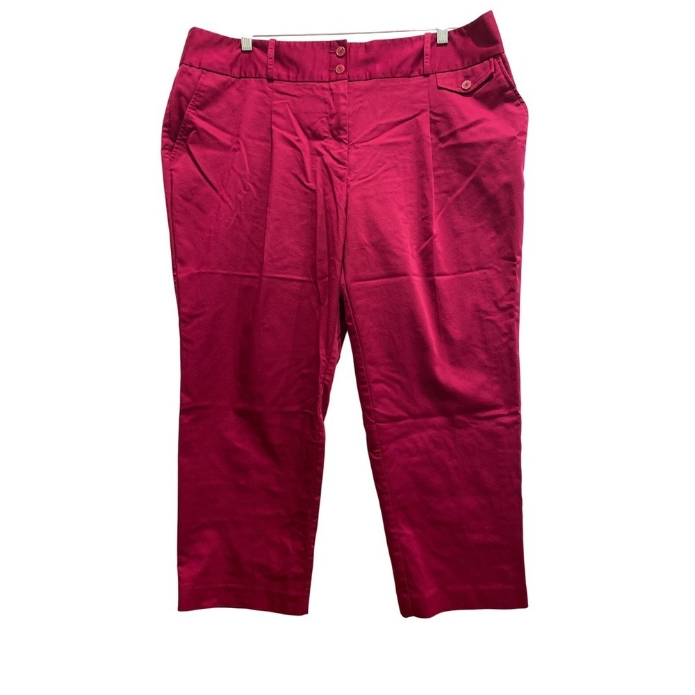 Liz Claiborne Magenta Pink Cropped Trousers Plus Size 18W Stretch Dress Pants